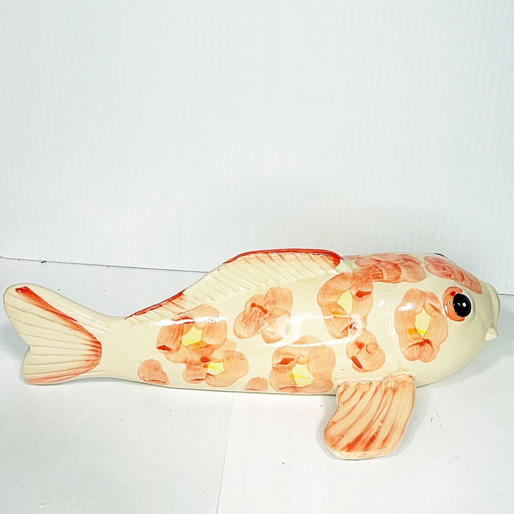 Vintage Koi FishCream Orange Ceramic Figure 12.5" long - Picture 5 of 6